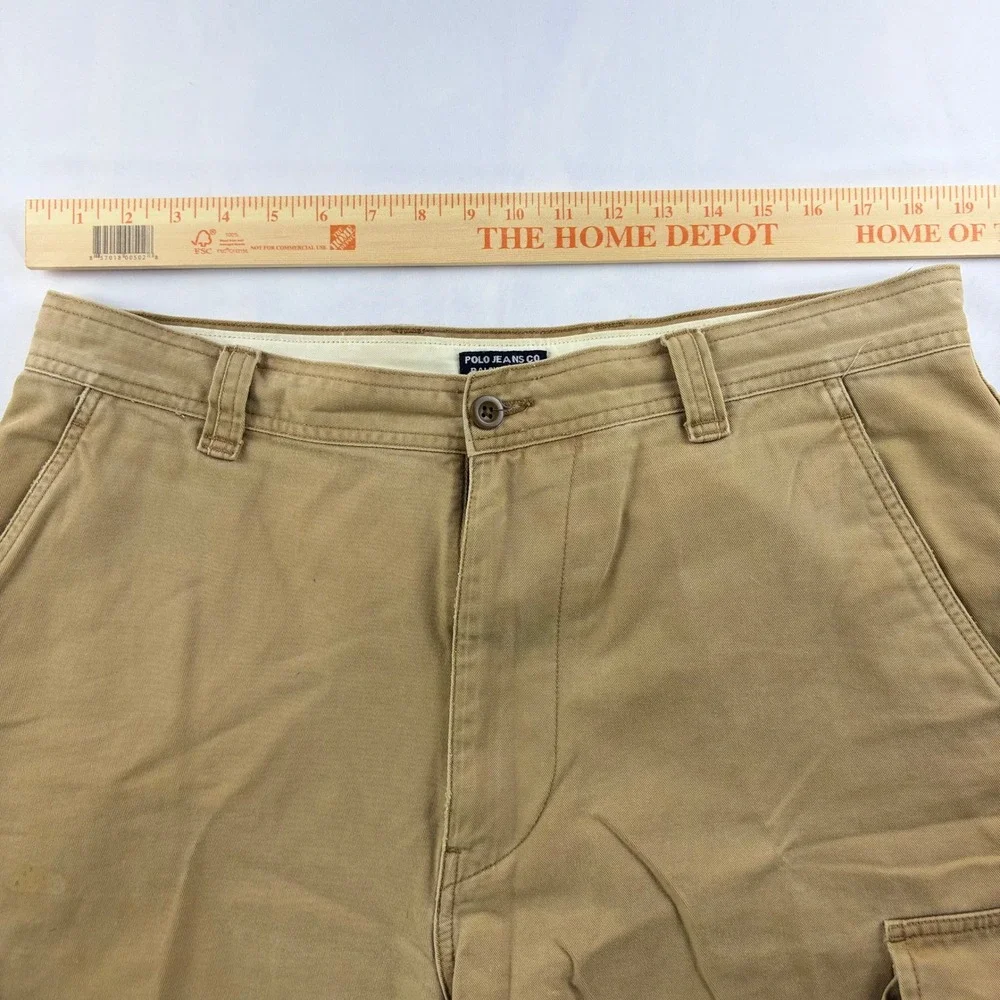 Polo Jeans Co Ralph Lauren 1967 Cargo Shorts Mens 36 Tan Cotton Military Surplus